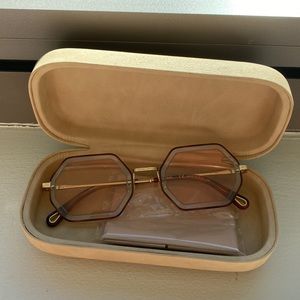 Chloe Havana Marchon square tinted sunglasses